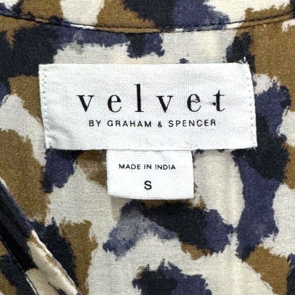 Velvet by Graham & Spencer Ottilie Dress Womens Small Smudge Print Tiered Boho - Picture 3 of 10